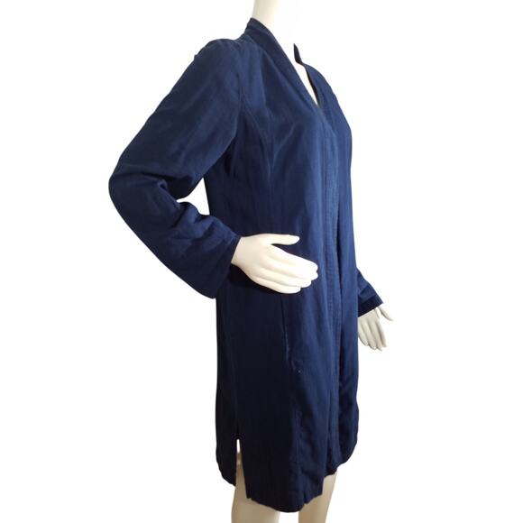 Eileen Fisher Organic Cotton Open Front Knit Cardigan Blue Size M - Picture 6 of 9